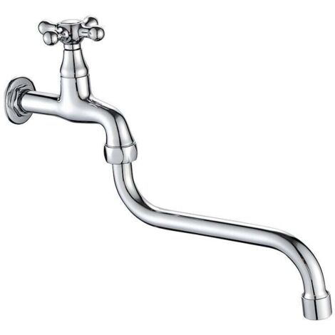 UlisemRubinetto allungato a doppia curva con apertura rapida, interruttore a vite a croce in ottone spesso, bagno, balcone, cucina, casa
