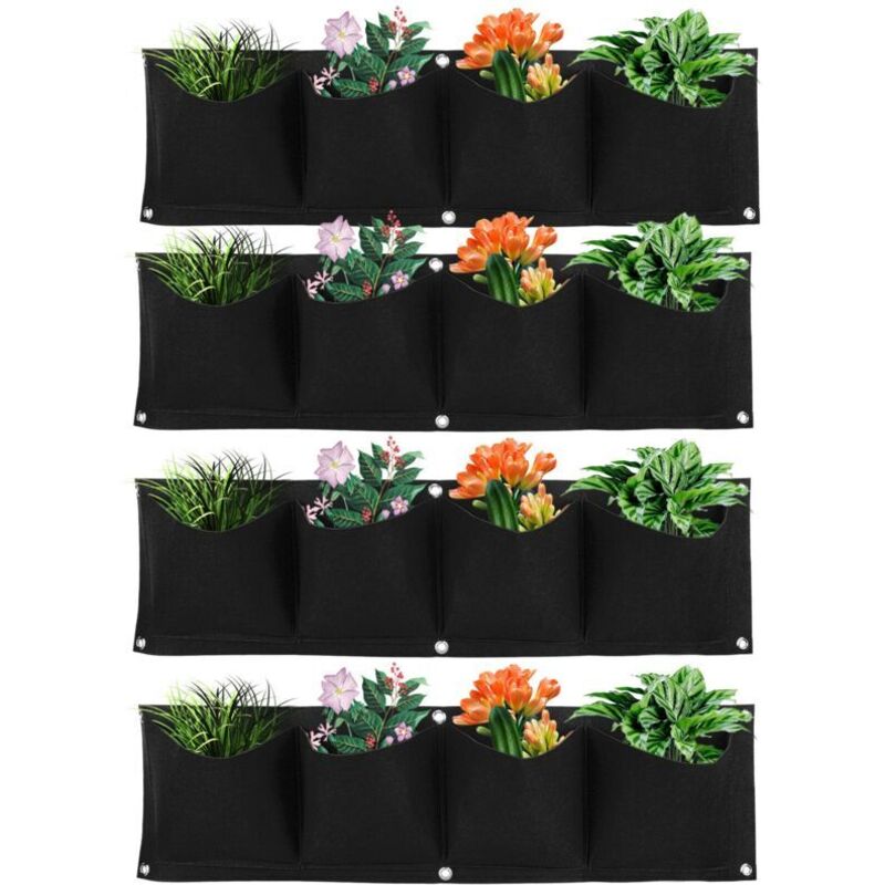 Sac de Plantation Murale,4 Poches Sac de Culture Muraux,Lot de 4 Sac de Plantation Suspendu Pot de Fleurs Mural Extérieur,Sac à Plantes Mural En