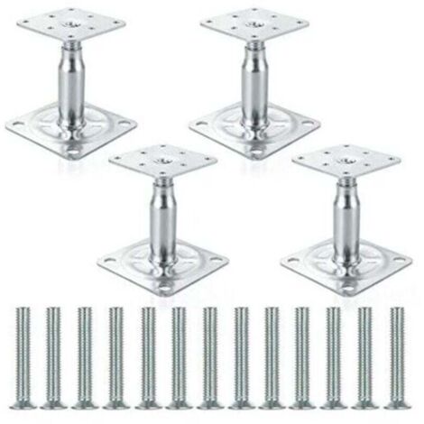 UlisemSupport de colonne galvanisé réglable de 100 à 150 mm, support de toit de construction robuste - Lot de 4
