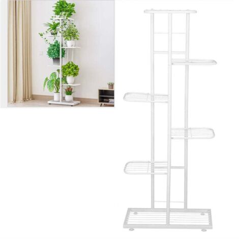 UlisemSupport plantes à 6 niveaux, support de plante pouvant accueillir une variété de plantes, support pour plantes sur pied blanche, adaptée aux salons, balcons et jardins