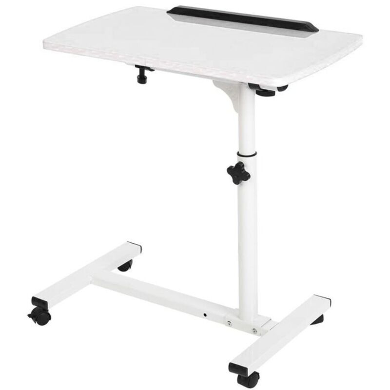 UlisemTable d'appoint à roulettes, table d'appoint réglable en hauteur, table de chevet mobile blanche, bureau pliable pour salon, canapé, chambre