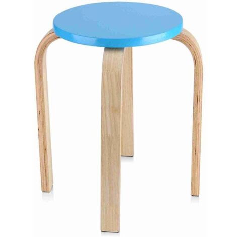 UlisemTabouret Rond en Bois bentwood empilable avec des Couleurs Bonbons Tabouret de Table antidérapant pour la Maison, Le Bureau, la Salle à Manger, la Cuisine, la Chambre, Le Restaurant - Bleu