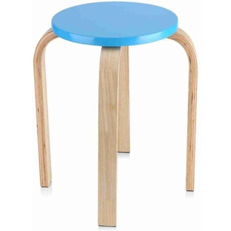 UlisemTabouret Rond en Bois bentwood empilable avec des Couleurs Bonbons Tabouret de Table antidérapant pour la Maison, Le Bureau, la Salle à Manger, la Cuisine, la Chambre, Le Restaurant - Bleu