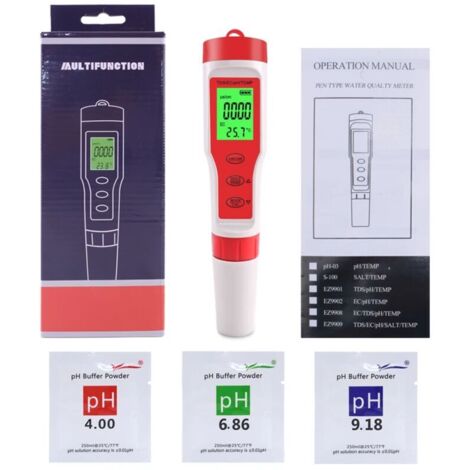 UlisemTester digitale di qualità PH/TDS/EC/temperatura, analizzatore per acqua, piscine, acquari