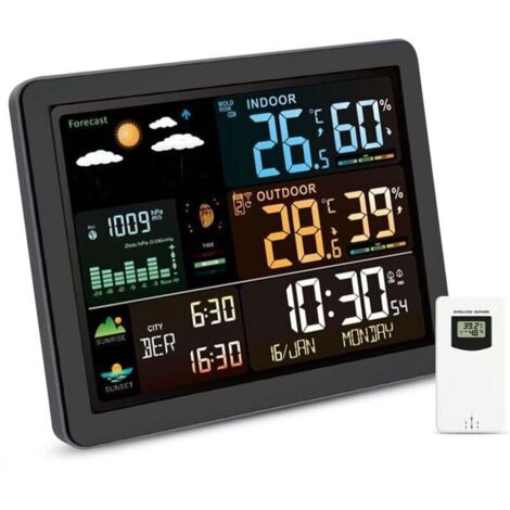 UlisemThermomètre hygromètre avec prévisions météo, Station météo sans fil avec capteur extérieur