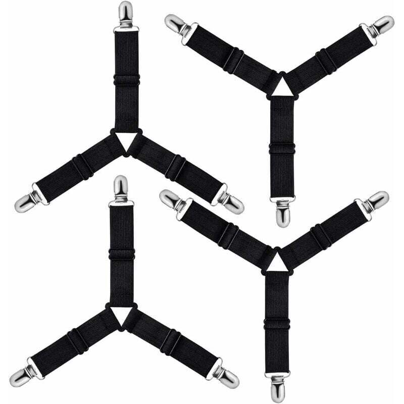 Ulisem - Triangle Tendeur Drap Housse Réglable, Fixation Sangle de Maintien pour Literie, Drap Lit, Housse Repassage, Matelas, Canapé (Noir, Lot de 4) Ulisem - Triangle Tendeur Drap Housse Réglable, Fixation Sangle de Maintien pour Literie, Drap Lit, Housse Repassage, Matelas, Canapé (Noir, Lot de 4)