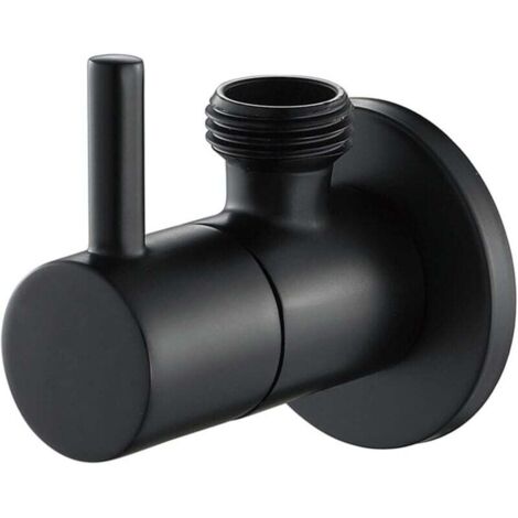 UlisemVanne d'Angle de Robinet, Raccord mural AG 1/2" - Raccord de robinet 3/8" - Avec poignée - En laiton - Noir