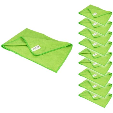 ULITH Clean-Basic Microfasertuch (10 Stück), 40 x 40 cm, Grün, 210 GSM, Robust, Langlebig, mit hoher Wasseraufnahme