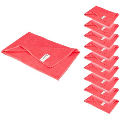 ULITH Clean-Profi Microfasertuch (10 Stück), 40 x 40 cm, Rot, 300 GSM, Robust, Langlebig, mit hoher Wasseraufnahme