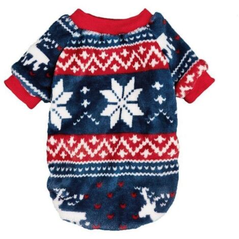 ull en polaire pour chien de petite taille - Style ethnique pour chien - Vêtement d'hiver ultra doux et thermique pour chiots - Pull chaud pour animaux de compagnie (XS, bleu)