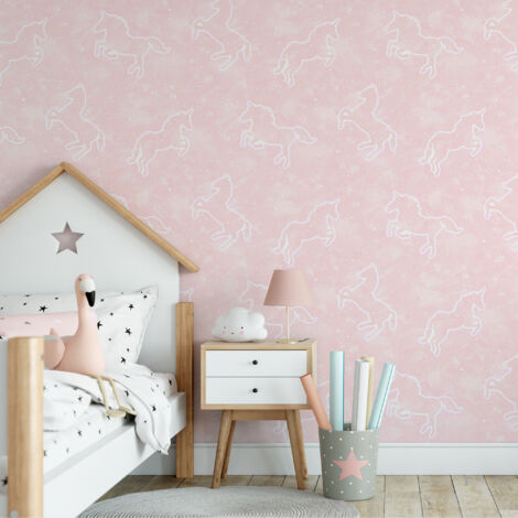 Ullumicorn Pink Unicorn Wallpaper Pink Spongeable Children Kids Room