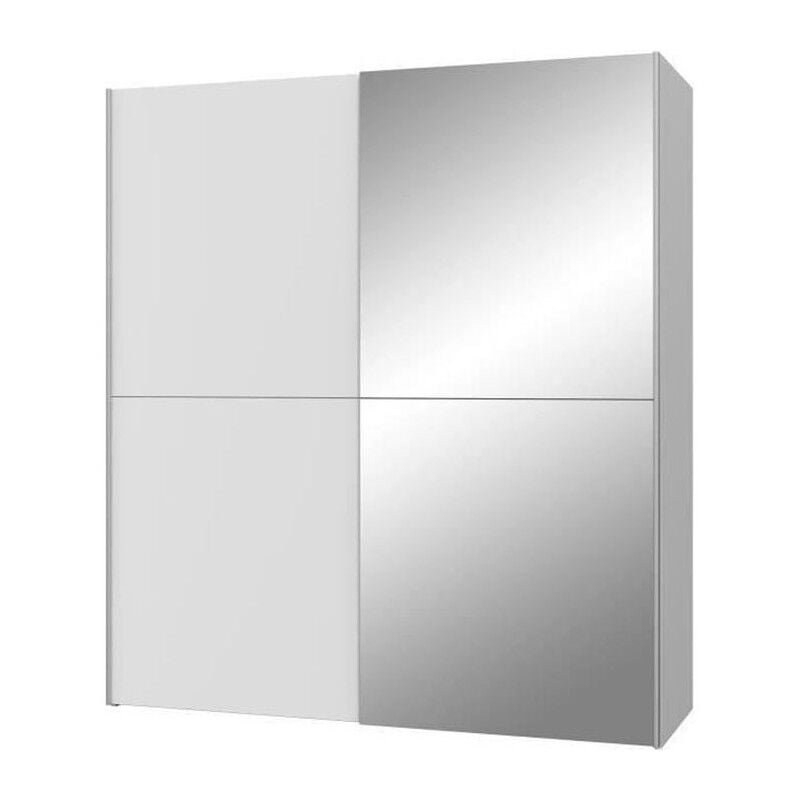 Les Tendances - ulos Armoire 2 portes coulissantes + miroir - Blanc mat - l 170,3 x p 61,2 x h 190,5 cm