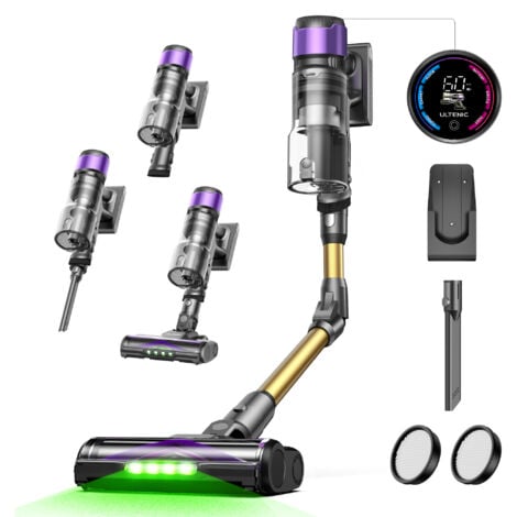 ULTENIC UV20 - Aspirateur balai sans fil - 60kpa - Autonomie 60 min - brosse anti-emmêlement - Écran LED - Tube pliable