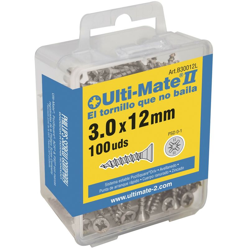 

Ulti-Mate Ii B35035L - Tornillo De Alto Rendimiento Zincado En Caja L De 100 Uds. (3,5X35 Mm)