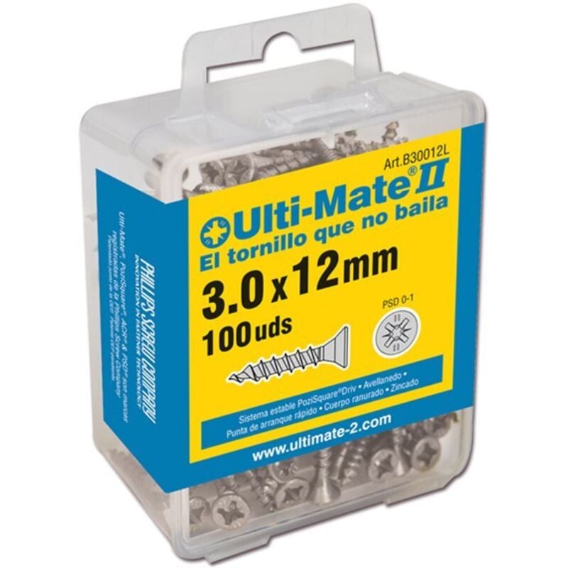 

ULTI-MATE II B40050L - Tornillo de alto rendimiento Zincado en caja L de 40 uds. (4,0x50 mm)