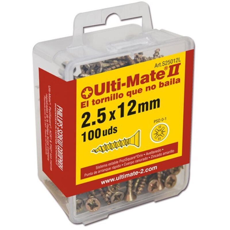 

ULTI-MATE II S35025L - Tornillo de alto rendimiento Bicromatado en caja L de 100 uds. (3,5x25 mm)