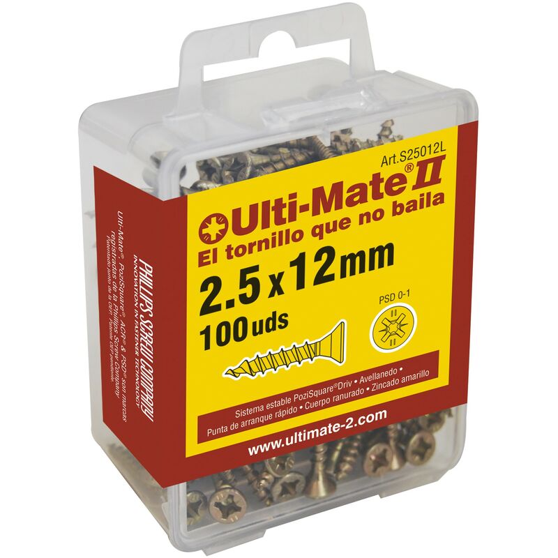 

Ultimateii - ULTI-MATE II S50030L - Tornillo de alto rendimiento Bicromatado en caja L de 40 uds. (5,0x30 mm)