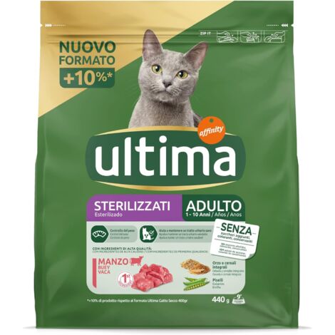 ULTIMA CROCCHETTE PER GATTO ADULTO 1-10 ANNI 440 GR GUSTO MANZO PER GATTI STERILIZZATI