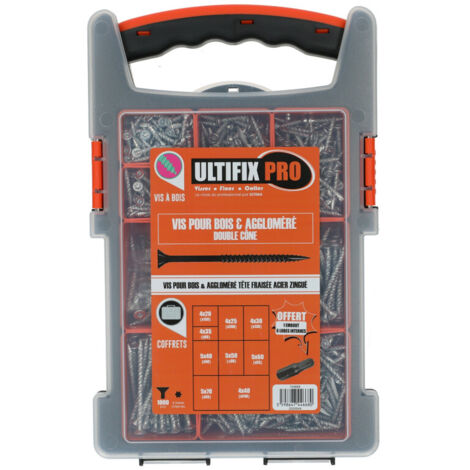 Ultima Visser Fixer Coller Coffret de 1000 Vis Zingué