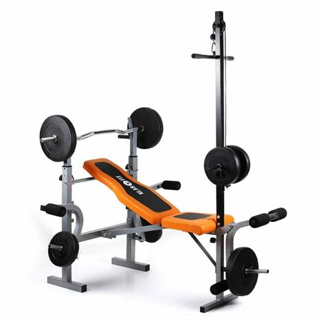 Ultimate Multi-Gym 3500 Home Gym Weight Bench Lat Arm/Leg - Orange