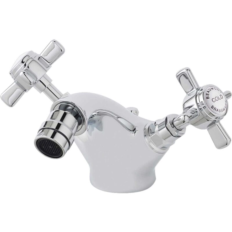 Nuie Beaumont Luxury Mono Bidet Mixer Tap with Waste Dual Handle - Chrome