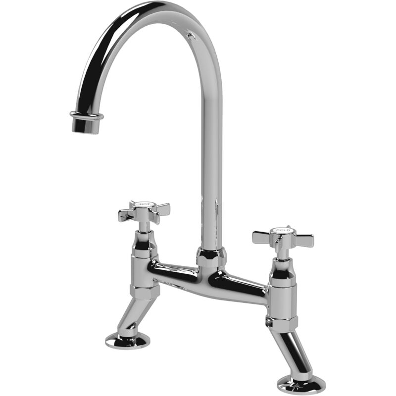 Nuie Bridge Kitchen Sink Mixer Tap Crosshead Handle - Chrome