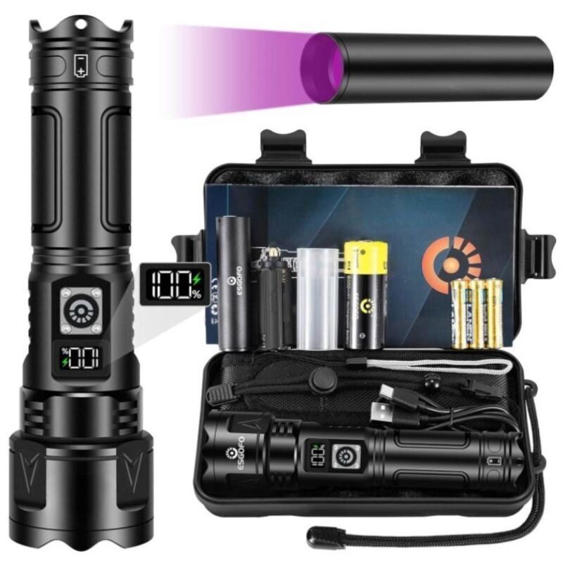 Image of Ultra-Bright LED Flashlight, 100,000 Lumen USB-C&hellip;