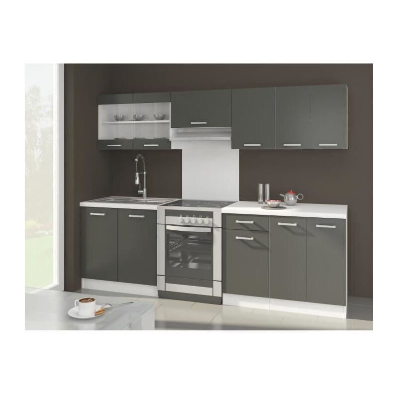 Ultra Cuisine complete avec plan de travail l 2m40 - Gris mat