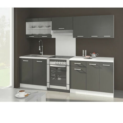ULTRA Cuisine complete avec plan de travail L 2m40 - Gris mat