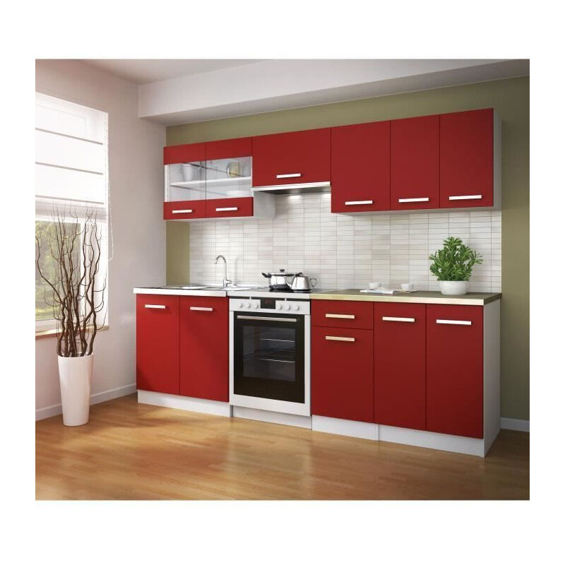 ULTRA Cuisine complete avec plan de travail L 2m40 - Rouge mat