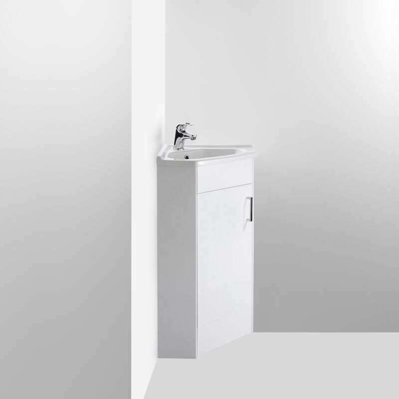 Ultra Floor Standing 550mm White Corner Bathroom Vanity Unit And Basin Cu001