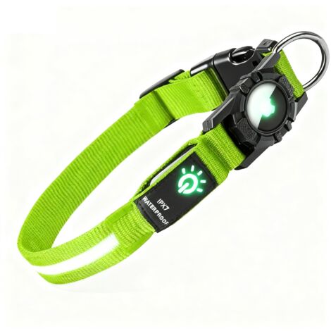 Ultra-leuchtendes, wasserdichtes und verstellbares Hundehalsband mit LED, USB-C aufladbar, für nächtliche Spaziergänge, Sicherheitsfunktion, blinkendes Licht, grün, 39-55,5 cm