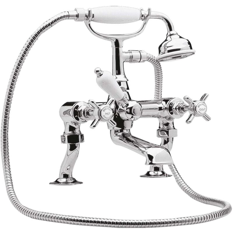 Beaumont Luxury Cranked Bath Shower Mixer Tap Pillar Mounted - Chrome - Nuie
