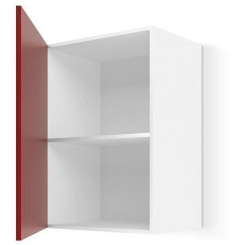 Meuble haut de cuisine rouge mat 40 cm – Panneaux de particules 16 mm – 1 porte battante – 1 étagère intégrée – CARMHT40