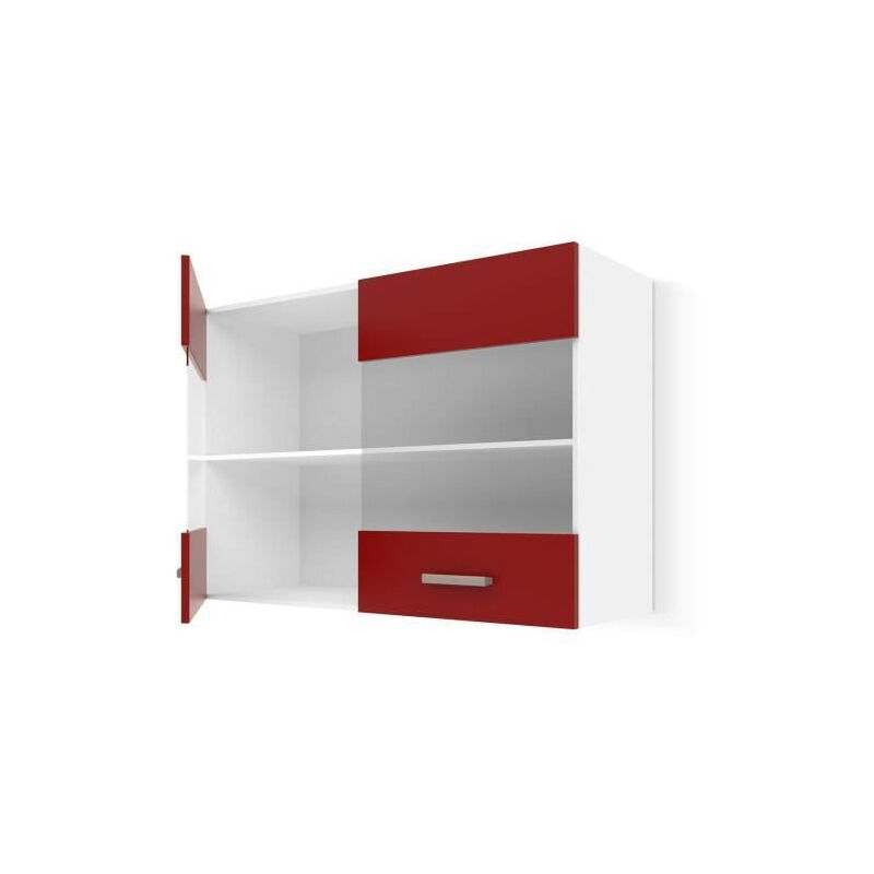 ULTRA Meuble haut vitre de cuisine L 80 cm - Rouge mat