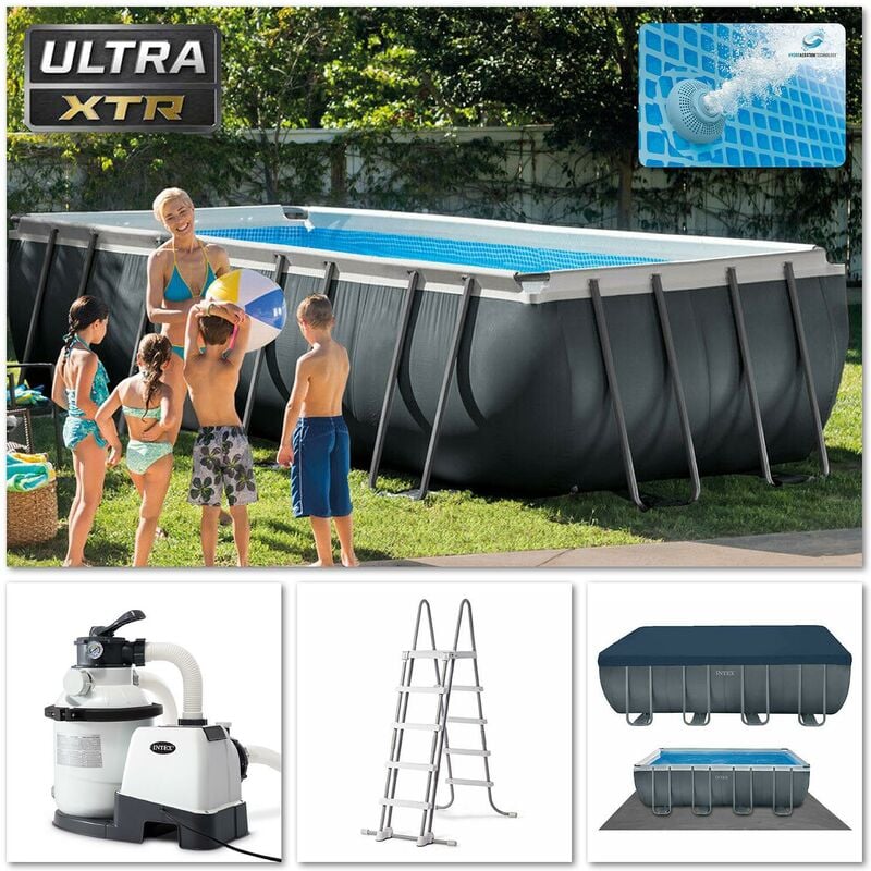 26356 Piscina Ultra xtr Frame Rettangolare 549x274x132cm, Pompa, Scaletta - Intex