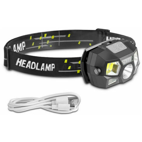 Ultra Powerful LED Flashlight, USB Charging Strong LED Light Waterproof Sensor Headlight Outdoor Night Fishing and Running