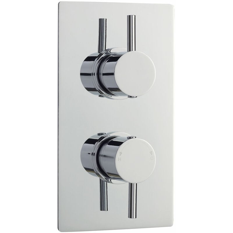 Quest Rectangular Concealed Shower Valve with Diverter Dual Handle - Chrome - Nuie