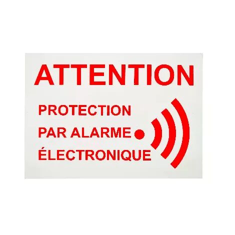 Ultra Secure – Autocollant adhésif vitre 'Attention protection par alarme électronique' – Couleur blanche avec écriture rouge – Pour vitrine, fenêtre, porte vitrée – Auto-adhésif 80 x 60 mm
