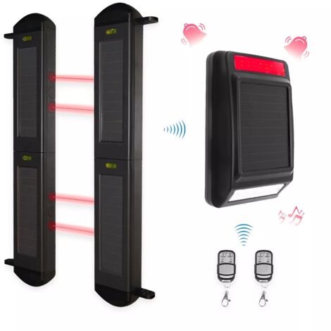Ultra Secure – Barrière infrarouge solaire sans fil 900m – Détection double faisceaux – Alarme extérieure autonome avec sirène intégrée - DA600