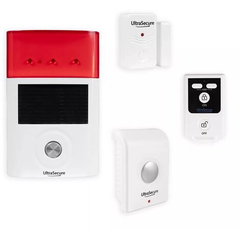 Ultra Secure – Kit autonome sans fil double sirène 130 dB – Détecteur d'ouverture porte et fenêtre – Télécommande 100m – Installation rapide