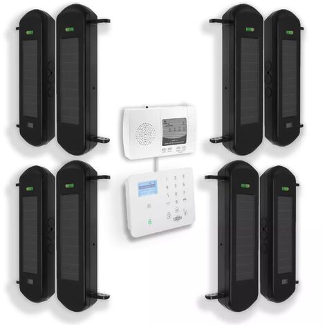 Ultra Secure – Kit de barrières infrarouges solaires sans fil 900m – 4 jeux autonomes – Alarme extérieure GSM avec double détection – IP66 - DA600