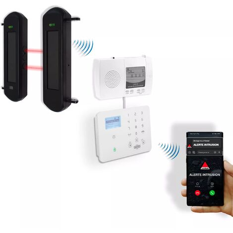 Ultra Secure – Kit de barrières infrarouges solaires sans fil 900m – Alarme extérieure GSM – Détection double faisceaux – IP66 – Panneaux solaires intégrés - DA600