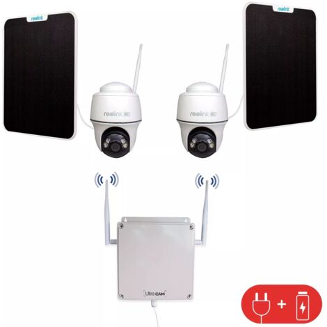 Ultra Secure – Kit de vidéosurveillance 4G avec 2 caméras motorisées solaires 4K – Vision nocturne 10m – Boîtier IP65 – Application mobile incluse