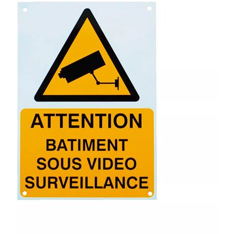 Ultra Secure – Panneau de signalisation 'Attention bâtiment sous vidéosurveillance' – Plastique rigide A4 – 4 orifices pré-percés pour installation facile