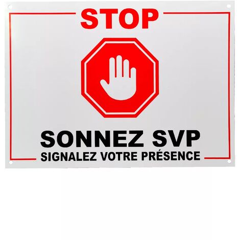 Ultra Secure – Panneau de signalisation extérieur STOP – Message clair pour visiteurs – Plastique rigide A4 avec orifices pré-percés