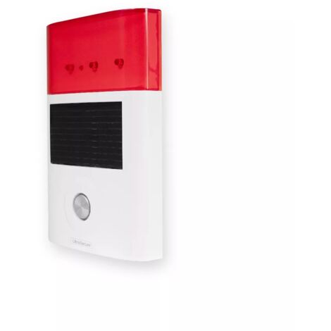 Ultra Secure – Sirène d'alarme solaire sans fil extérieure 130 dB – Portée 100 mètres – Résistante aux intempéries IP65 – Flashs lumineux intégrés