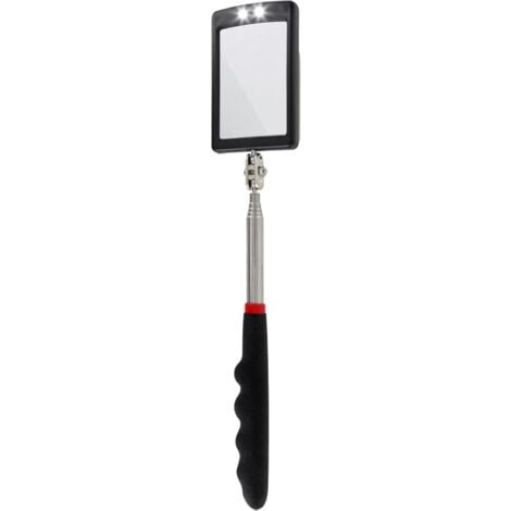 Ultra-thin LED telescopic mirror - Battery included - Very clear - Extendable up to 88 cm - Double ball joint - Non-slip handle