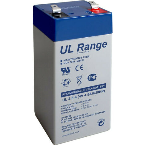 Ultracell Batterie au plomb 4 V, 4,5Ah (UL4.5-4) - Faston (4,8 mm) Batterie au plomb (UL 4.5-4)