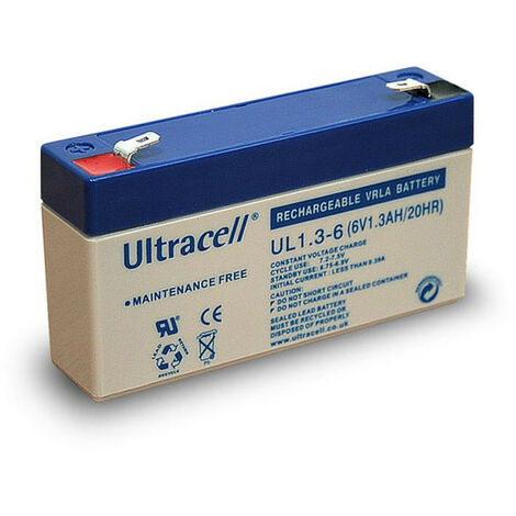 Ultracell Batterie au plomb 6 V, 1,3 Ah (UL1.3-6) - Faston (4,8 mm) Batterie au plomb